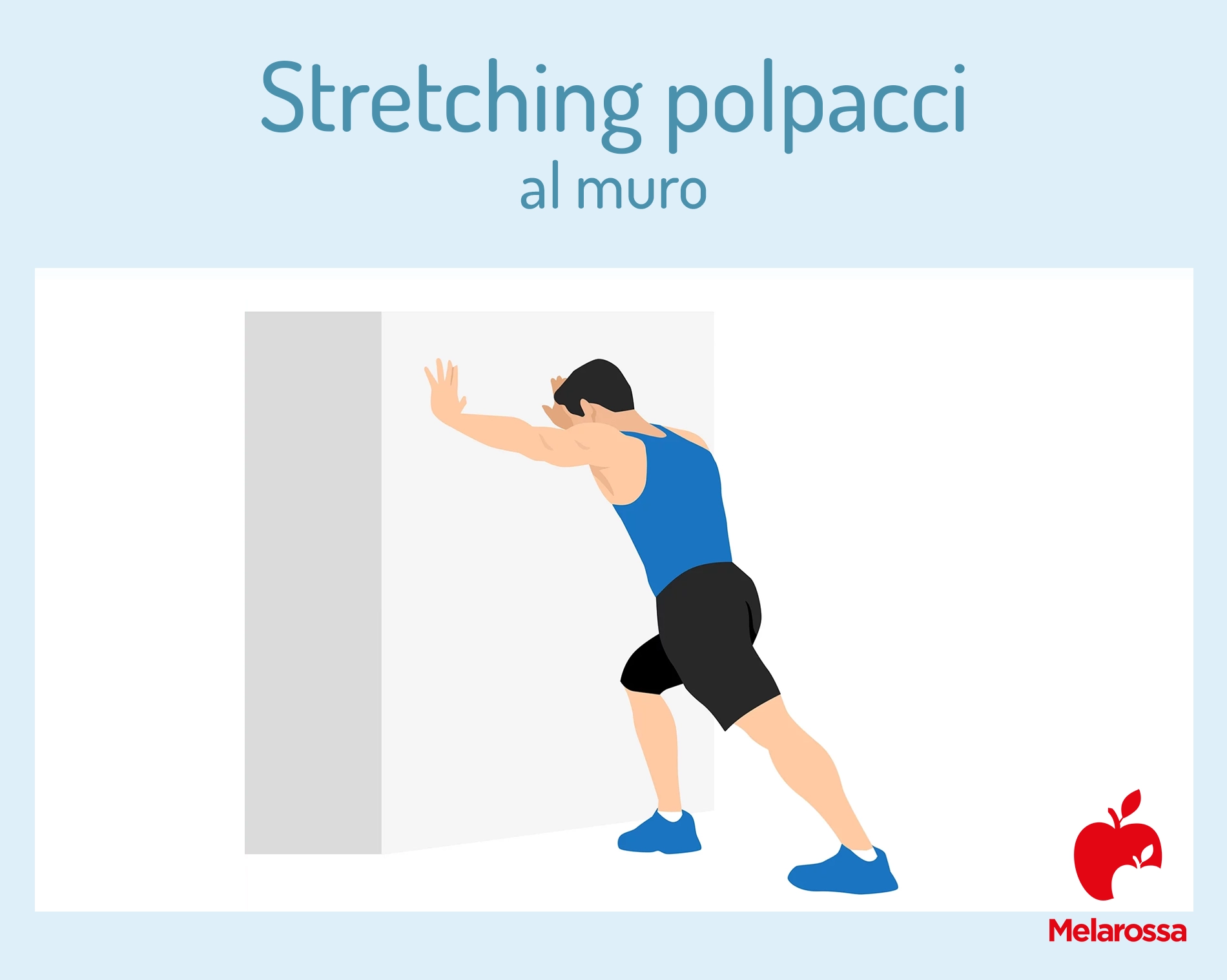 Crampi al polpaccio, anche di notte: cosa sono, cause e rimedi 2 Una grafica sullo stretching ai polpacci in caso di crampi
