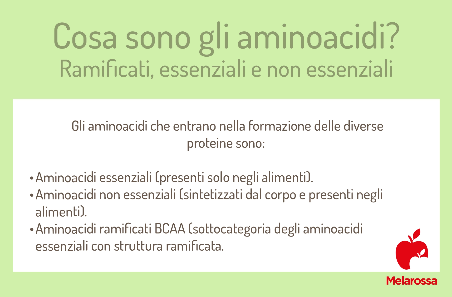 Aminoacidi essenziali: quali sono, dove si trovano e a cosa servono 1 Grafica che spiega quali sono gli aminoacidi essenziali, ramificati e non essenziali