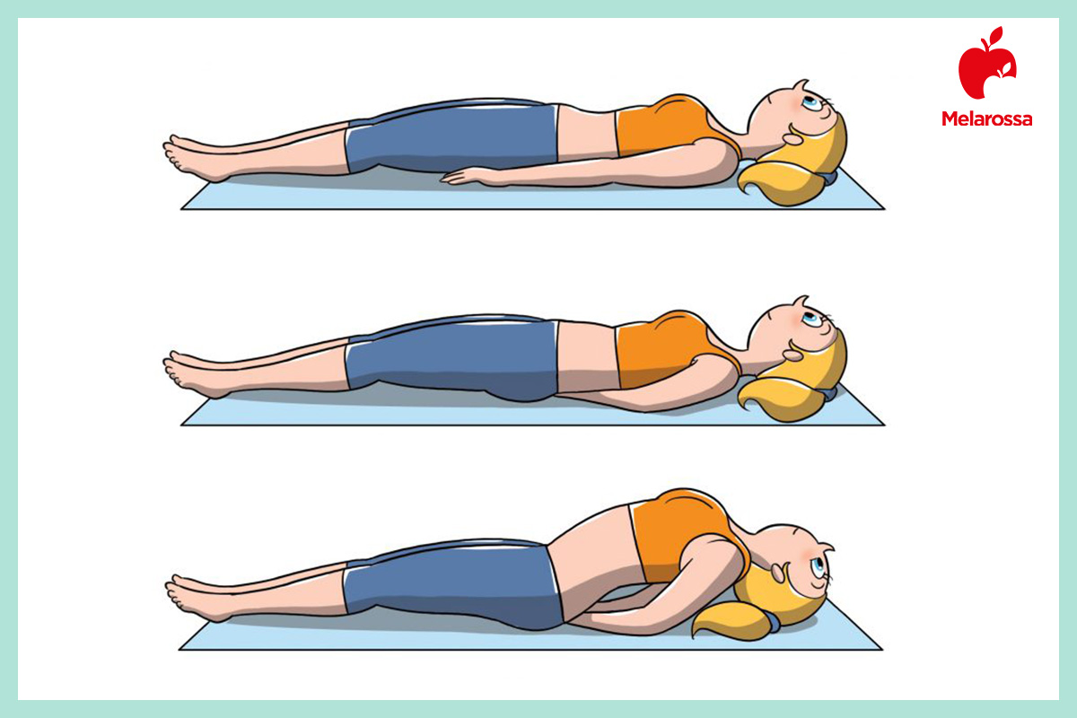 Posizioni yoga: gli Asana più importanti per principianti, intermedi e avanzati 15 Illustrazione posizioni yoga pesce matsyasana con arco della schiena e petto sollevato da posizione supina.