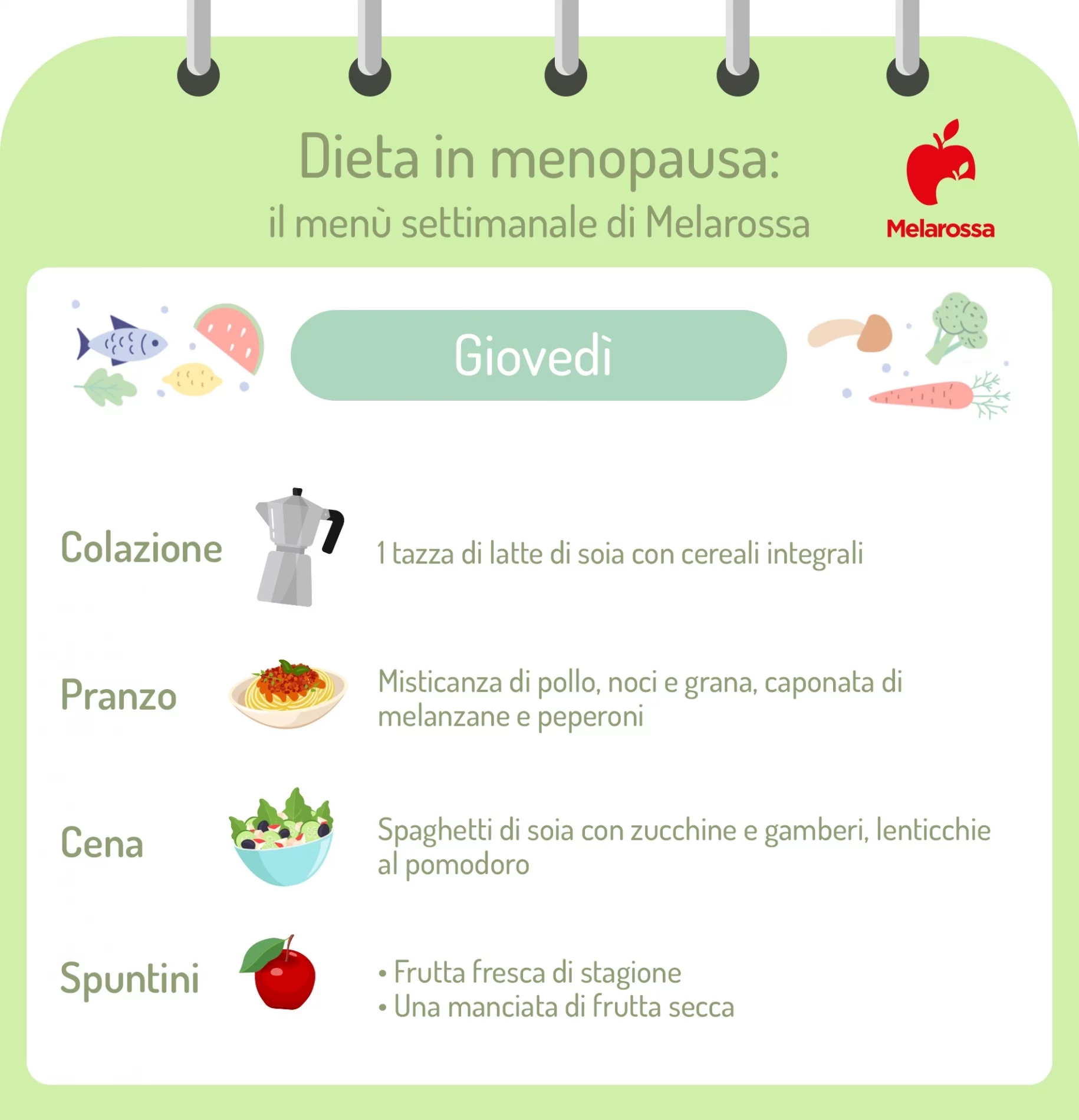 Dieta in menopausa: come gestire i cambiamenti ormonali e perdere peso, esempio di menù settimanale 5 dieta in menopausa menu settimanale giovedi