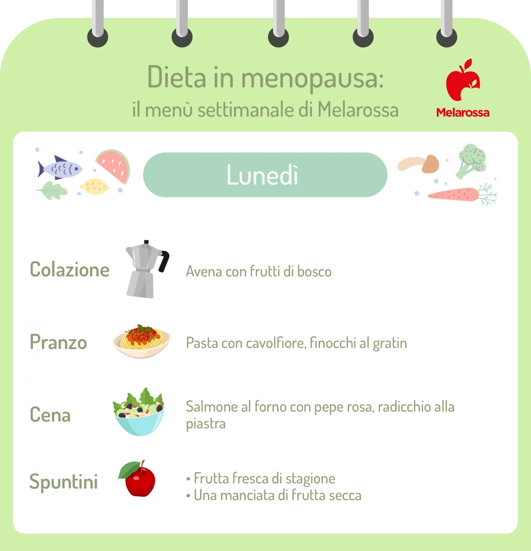 Dieta in menopausa: come gestire i cambiamenti ormonali e perdere peso, esempio di menù settimanale 2 dieta in menopausa menu settimanale lunedi