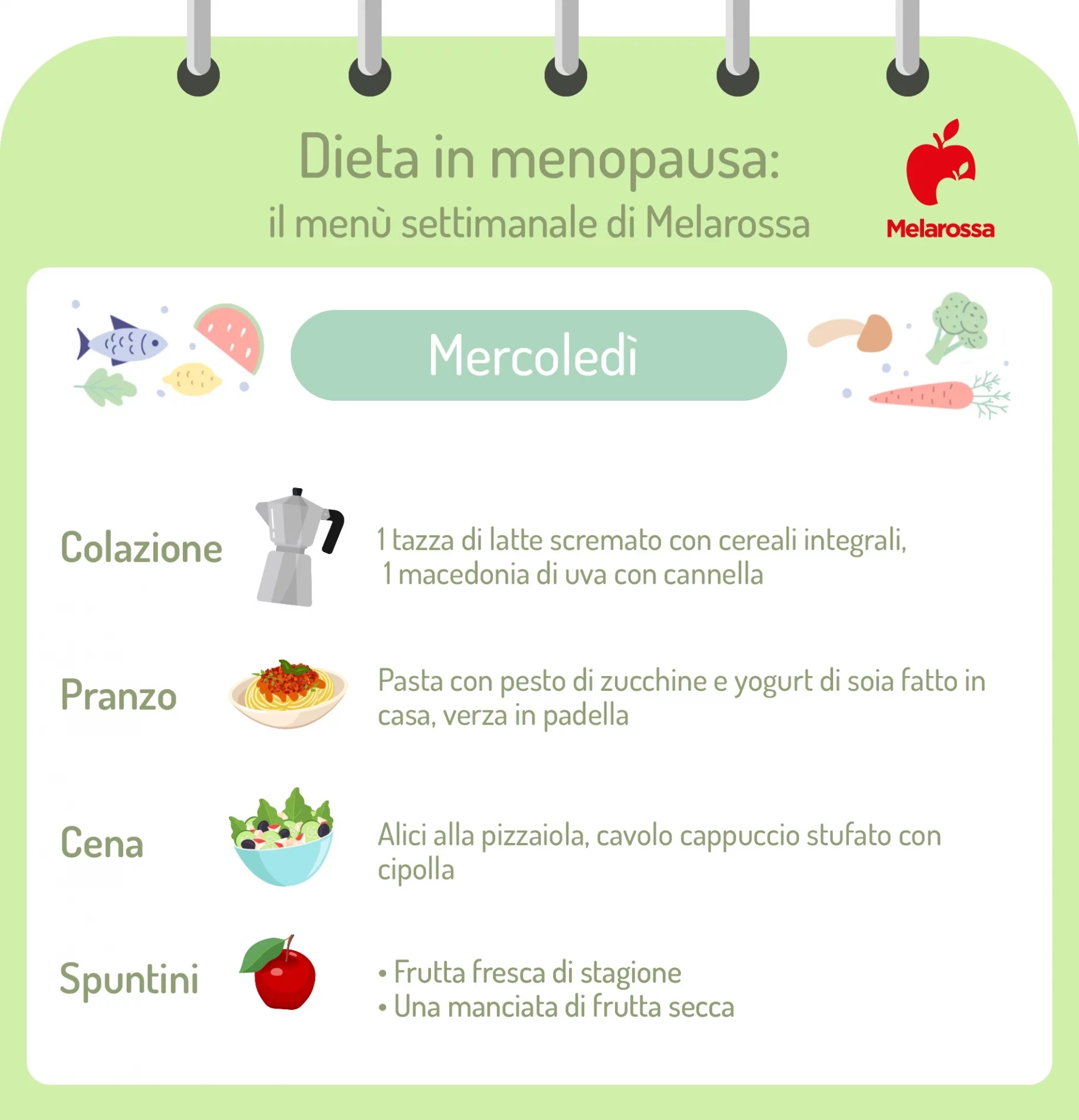 Dieta in menopausa: come gestire i cambiamenti ormonali e perdere peso, esempio di menù settimanale 4 dieta in menopausa menu settimanale mercoledi