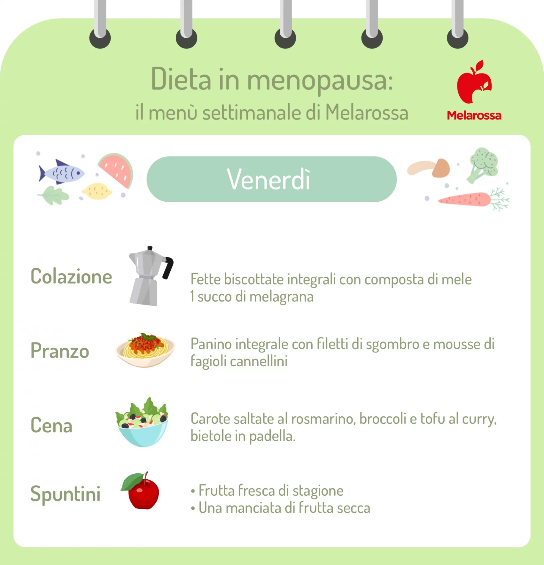 Dieta in menopausa: come gestire i cambiamenti ormonali e perdere peso, esempio di menù settimanale 6 dieta in menopausa menu settimanale venerdi