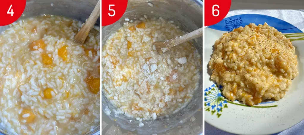 Risotto alla zucca cremoso: ricetta semplice anche con il Bimby 4 risotto-alla-zucca-step-4-5-6
