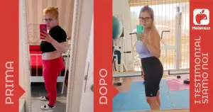 Iscriviti subito alla dieta Melarossa e scarica l'app 9 due foto della stessa donna prima e dopo la dieta Melarossa con cui ha perso 20 kg