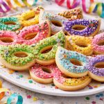 Mascherine di Carnevale: biscotti colorati e divertenti da fare in casa 1 piatto da portata bianco con alcune mascherine di Carnevale, biscotti colorati a forma di maschera
