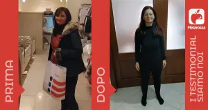 Iscriviti subito alla dieta Melarossa e scarica l'app 8 una donna fotografata prima e dopo la dieta Melarossa con cui ha perso 13 kg